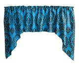 lovemyfabric Damask Swag Valance Polyester in Black | 36 H x 58 W in | Wayfair DamaskSwag-BlackonTurquoise