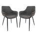 LeisureMod Markley Modern Leather Dining Arm Chair With Metal Legs Set of 2 in Charcoal Black - Leisuremod EC26BL2