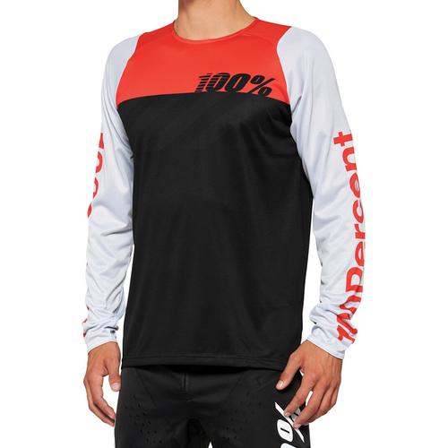 100% R-Core Jugend Fahrrad Jersey, schwarz-weiss-rot, Größe S