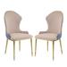 Set of 2 Lavender Fabric Side Chair in Tan and Gold