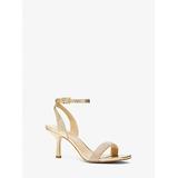 Michael Kors Carrie Embellished Metallic Snake Embossed Leather Sandal Gold 8