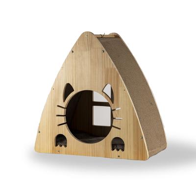Armarkat Real Wood Medium Triangular Natural Solid Wood Cat Condo S2106 Cat House by Armarkat in Beige