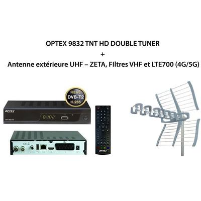ME - Pack optex 9832 tnt hd double tuner + Antenne extérieure uhf – zeta, FIltres vhf et LTE700