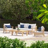 Winston Porter Jolen 4 Piece Sofa Seating Seating Group w/ Cushions Wood/Natural Hardwoods in Brown/White | 29 H x 74 W x 30 D in | Outdoor Furniture | Wayfair