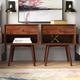 Wade Logan® Akshan Mid-Century Modern 1-Drawer Solid Wood Nightstands Set Of 2 Wood in Brown | 24 H x 20 W x 14 D in | Wayfair