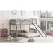 Contemporary, Elegant and Concise Maximized Space Twin Over Twin Bunk Bed with Built-in Slide and Ladder