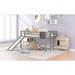 Safety & Fun Twin size Loft Bed Wood Bed with Slide, Stair, Pine Wood Frame and Chalkboard,Gray