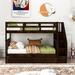 Solid and Safe Stairway Twin-Over-Twin Bunk Bed with Twin size Trundle for Bedroom and Dorm, Espresso