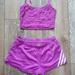 Adidas Shorts | Adidas Two 2 Pieces Set, Shorts And Crop Top, Fuschia Pink Purple | Color: Pink/Purple | Size: Xs