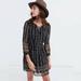 Madewell Dresses | Madewell Lace Up Boho Mini Dress In Burnished Floral 3/4 Sleeve Womens Size 0 | Color: Black/Brown | Size: 0