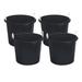 Homz Plastic 17 Gallon Utility Storage Bucket Tub w/ Rope Handle, Black, 4 Pack - 3