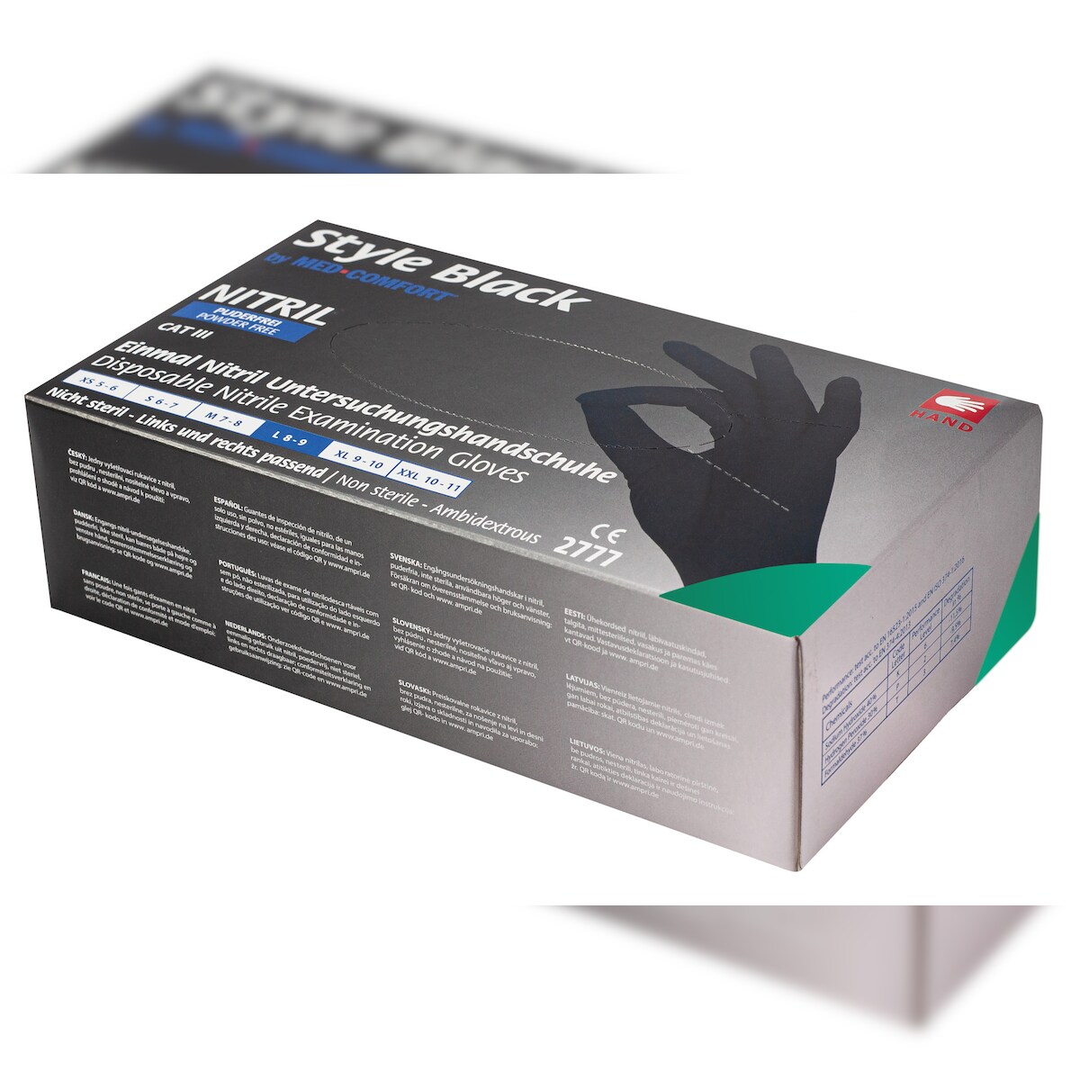 Nitril-Handschuhe, schwarz, Größe M, puderfrei und lebensmittelecht (10x100) 1.000 Stück Image