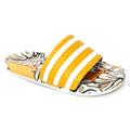 Adidas Shoes | Adidas Adilette Slide Sandals 6 White Golden Yellow Tropical Palm Leaf Monstera | Color: White/Yellow | Size: 6