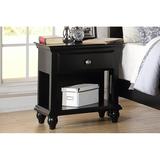 Modern Bedroom Nightstand Black Color Wooden furniture, With 1 Drawer and Open Compartment Shelf Bed Side Table Plywood