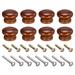 Round Wood Knobs, 8pcs 33x23mm Pull Handles for Drawer with Screws Red Brown - Red Brown