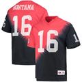 Men's Mitchell & Ness Joe Montana Black/Red San Francisco 49ers Retired Player Name Number Diagonal Tie-Dye V-Neck T-Shirt