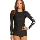 Adidas Swim | Adidas 3 Stripe Black Solid Long Sleeve Swim Tee Rash Gaurd Sz Xs Nwt | Color: Black | Size: Xs
