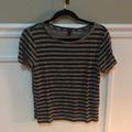 J. Crew Tops | J Crew Relaxed Linen Crew Tee | Color: Black/Gray | Size: Xs