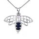 Ojewellery Sterling Silver Natural Ink Blue Sapphire Bee Necklace