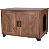 Arf Pets Cat Litter Box Enclosure Furniture, Large Hidden Cat Washroom Bench w/ Storage Wood in Brown | 21.26 H x 30.51 W x 21.34 D in | Wayfair