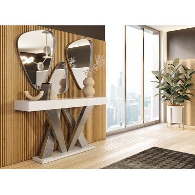 Hispania Home 39.37" Console Table & Mirror Set Wood in Brown | 31.5 H x 59 W x 13.78 D in | Wayfair Mx41c-150m60/40/60