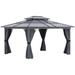 Outsunny Hardtop Gazebo w/ Aluminum Frame, Polycarbonate Gazebo Canopy w/ Ceiling Hooks, Curtains & Netting For Garden, Patio | Wayfair