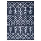 Blue/Navy 87 x 59 x 0.3 in Indoor/Outdoor Area Rug - Etta Avenue™ Aldo Moroccan Indoor/Outdoor Area Rug in Navy | 87 H x 59 W x 0.3 D in | Wayfair