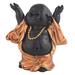 Dakota Fields Ismael Little Buddhist Monk Statue Feng Shui Figurine Resin in Black/Yellow | 4 H x 4 W x 3 D in | Wayfair