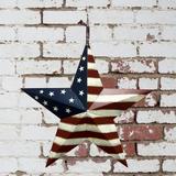 17 Stories Metal Patriotic Old Glory Americana Flag Barn Star Wall Décor Metal in Blue/Gray/Red | 22 H x 22 W x 3 D in | Wayfair