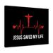 Trinx Jesus Saved My Life Heartbeat Christian Wall Art Bible Verse Print Ready to Hang Canvas in Black/White | 18 H x 24 W x 1.25 D in | Wayfair