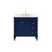 36 inch single bathroom vanity in blue with backsplash - Elegant Lighting VF31836BL-BS