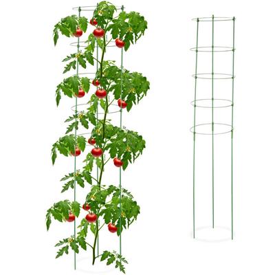 Relaxdays - Rankhilfe, 2er Set, Tomatensäule für Garten & Balkon, 150 cm, je 5 Ringe, Pflanzstäbe Image