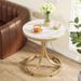 Modern Round End Side Accent Table with Faux Marble Top for Entryway Living Room