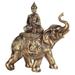 Q-Max 7.75"H Brass Thai Buddha Meditation on Elephant Statue Feng Shui Decoration Religious Figurine