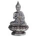 Q-Max 6.25"H Silver Thai Buddha Praying Lotus Seat Statue Feng Shui Decoration Religious Figurine