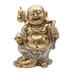 Q-Max 8.5"H Gold and Silver Maitreya Buddha Statue Happy Buddha Feng Shui Decoration Religious Figurine