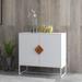 Solid Wood Square Shape Handle 2 Doors Sideboard