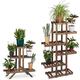 Relaxdays - 2x fioriere a scala, 3 ripiani in legno scaffale porta-fiori da interno hlp: 82,5 x 83
