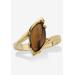 Women's Yellow Gold-Plated Genuine Brown Tiger'S Eye Bypass Ring by PalmBeach Jewelry in Brown (Size 8)