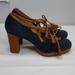 Anthropologie Shoes | Mrs. Albright High Heels Sold By Anthropologie | Color: Blue/Tan | Size: 8