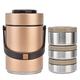 BuyWeek Insulated Lunch Container, 304 Stainless Steel Insulated Lunch Box 3 Layer Portable Vacuum Insulated Food Thermos 2000ml(Gold)
