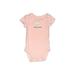 Carter's Short Sleeve Onesie: Pink Solid Bottoms - Size Newborn