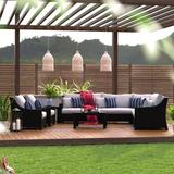 Three Posts™ Northridge 9 Piece Rattan Sunbrella Sectional Seating Group w/ Cushions Synthetic Wicker/All - Weather Wicker/Wicker/Rattan | Outdoor Furniture | Wayfair