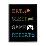 Stupell Industries Eat Sleep Repeat Video Game Iconography Rules Gray Farmhouse Oversized Rustic Framed Giclee Texturized Art By Masey St. Studios | Wayfair