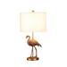 Bayou Breeze Polyresin Standing Flamingo Design Table Lamp w/ Round Base, Gold Resin/Metal/Fabric in White/Yellow | 26 H x 14 W x 14 D in | Wayfair