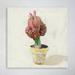 Dakota Fields Blooming Cactus In A Pot w/ White Background - 1 Piece Square Graphic Art Print On Wrapped Canvas in Green/Pink/Yellow | Wayfair