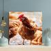Gracie Oaks Brown & Red Rooster On Gray Floor - 1 Piece Square Graphic Art Print On Wrapped Canvas in Brown/Red | 16 H x 16 W x 2 D in | Wayfair