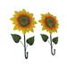 Metal Sunflower Decorative Wall Hook Flower Hanging 16 Inch (Set Of 2) - 16 X 9 X 2 inches