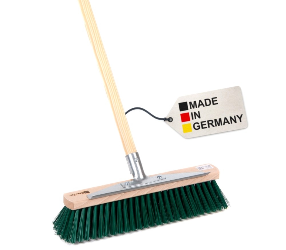 Universal Straßenbesen 40cm Breit Hof-und Haus Besen mit Stiel 160cm Lang Kratzleiste Metallkante grüne Borsten Gartenbesen Image