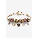 Women's Goldtone Antiqued Birthstone Bracelet (13mm), Round Crystal 8 inch Adjustable by PalmBeach Jewelry in February